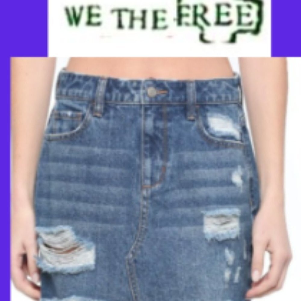 We The Free Distressed Denim Skirt SZ 27